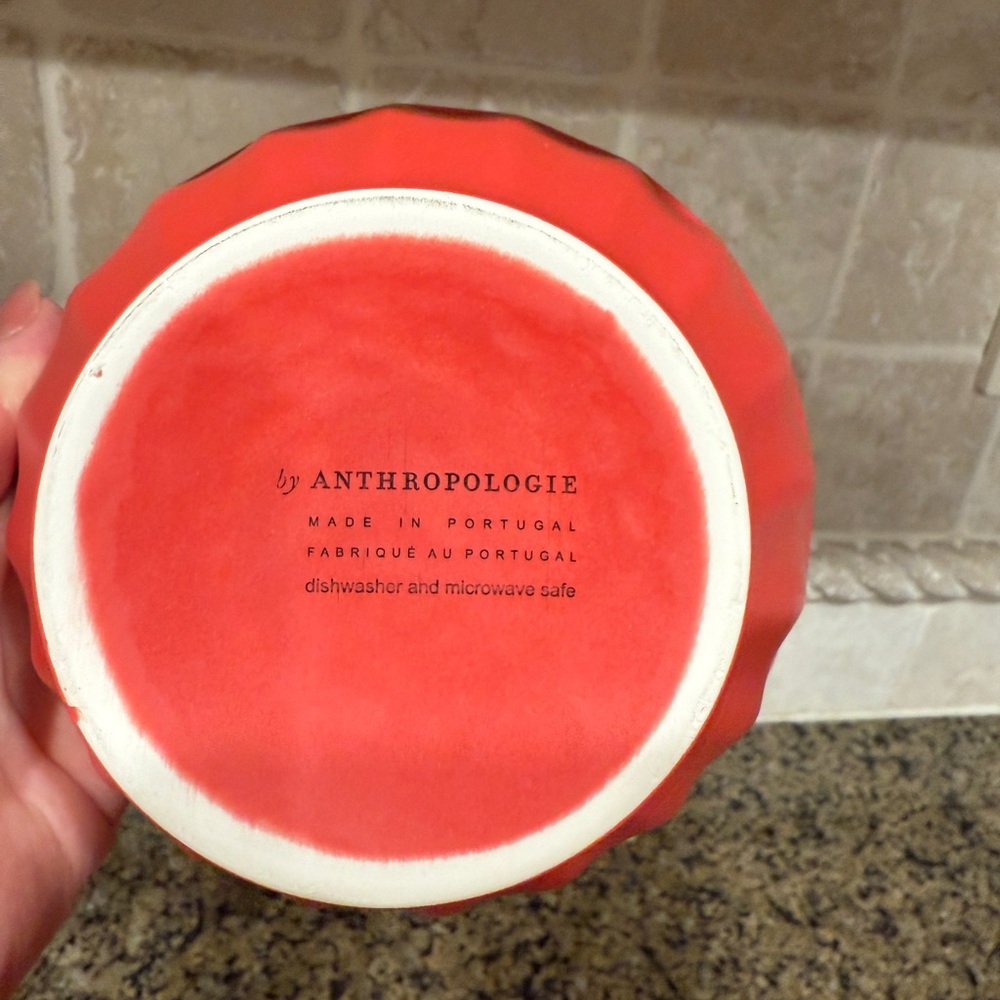 Anthropologie Red Matte Latte Cereal Bowls - Set of Four - Picture 4 of 6